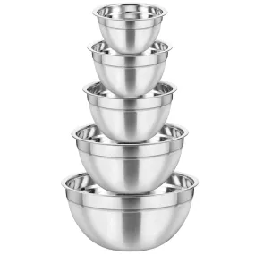 5Pack Nesting Stainless Steel Mixing Bowls Set for Meal Preparation