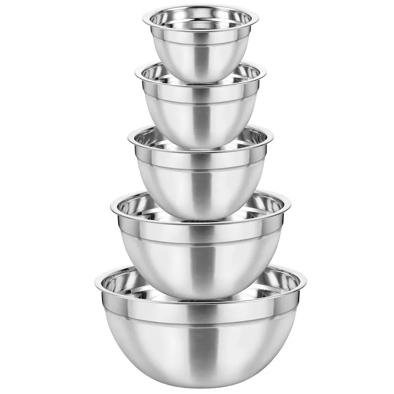 5Pack Nesting Stainless Steel Mixing Bowls Set for Meal Preparation