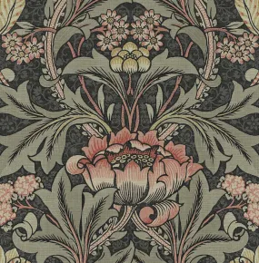 Acanthus Floral Charcoal & Rosewood Peel-and-Stick Wallpaper