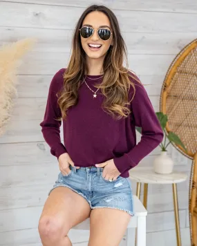 Angie Lightweight Knit Sweater - Plum