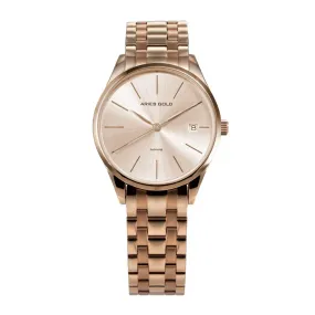 ARIES GOLD PRISM ROSE GOLD STAINLESS STEEL L 1011 RG-RG CERAMIC STRAP WOMEN'S WATCH