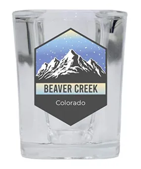 Beaver Creek Colorado Ski Adventures 2 Ounce Square Base Liquor Shot Glass 4-Pack