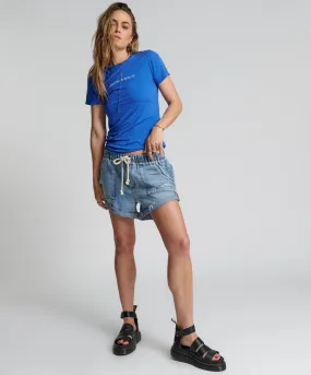 BERLIN BLUE SHABBY BANDIT DRAWSTRING BOYFRIEND SHORTS