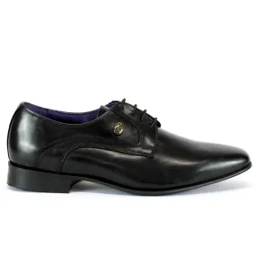 Bishop Leather Black Plain Derby Shoe