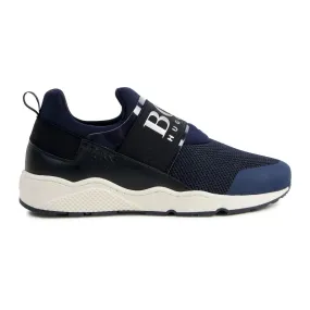 Boss Kids Navy Logo Strap Trainers