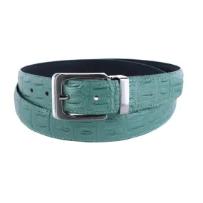 CTM® Leather Matte Reversible Croc Print Clamp on Buckle Belt