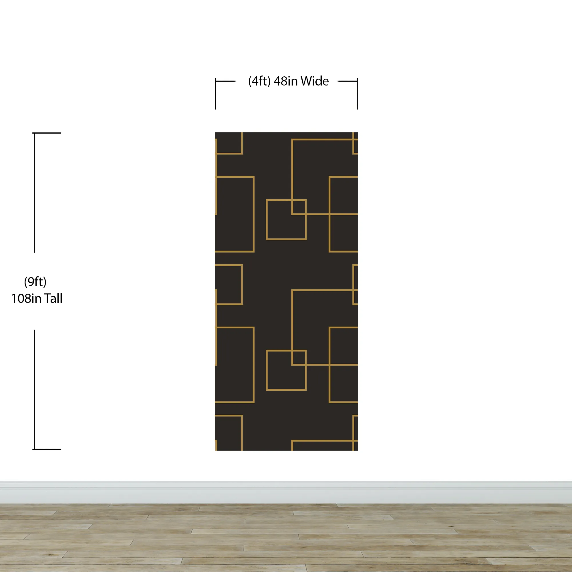 Dark Brown and Gold Square Geometric Pattern Peel and Stick Wallpaper | Removable Wall Mural #6215