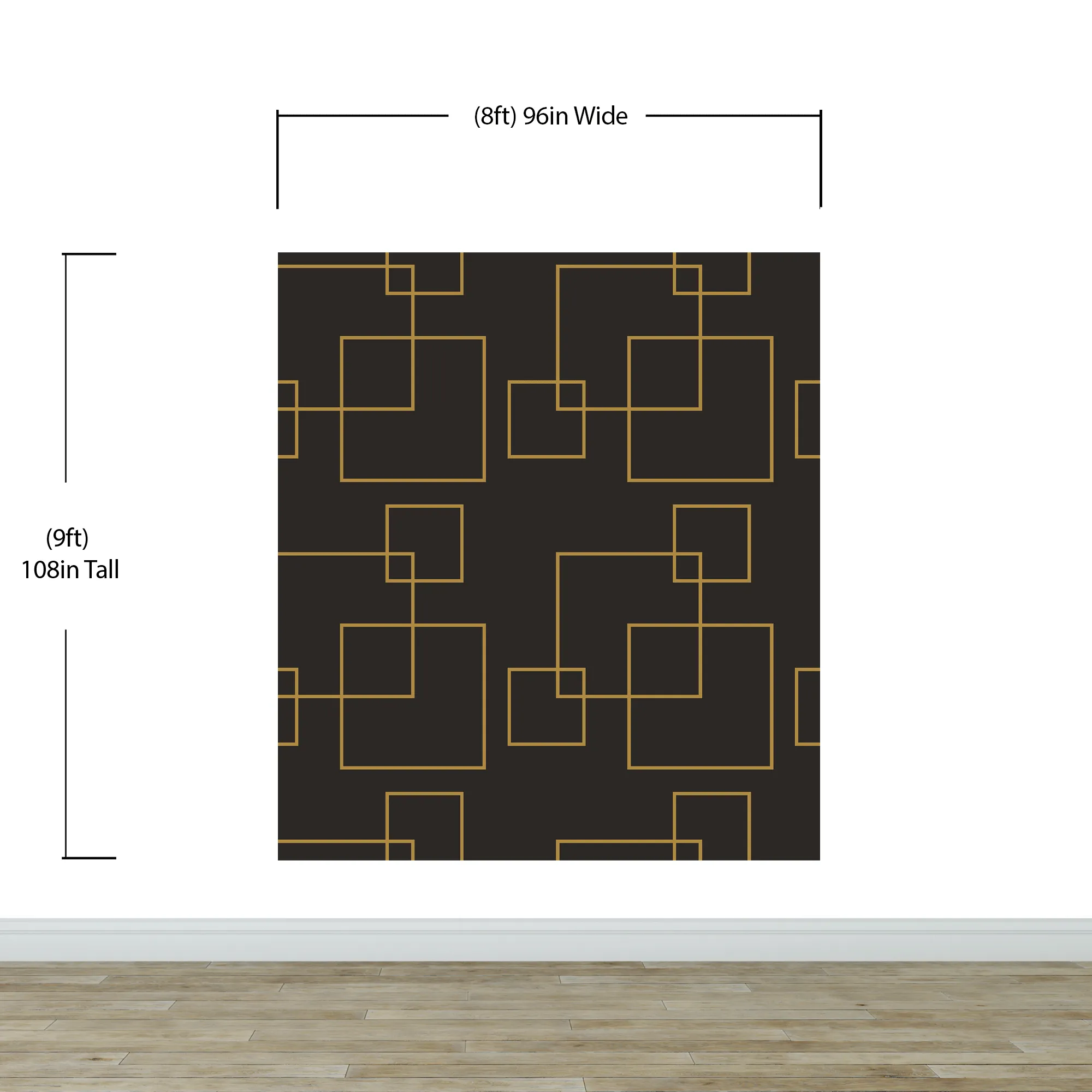 Dark Brown and Gold Square Geometric Pattern Peel and Stick Wallpaper | Removable Wall Mural #6215