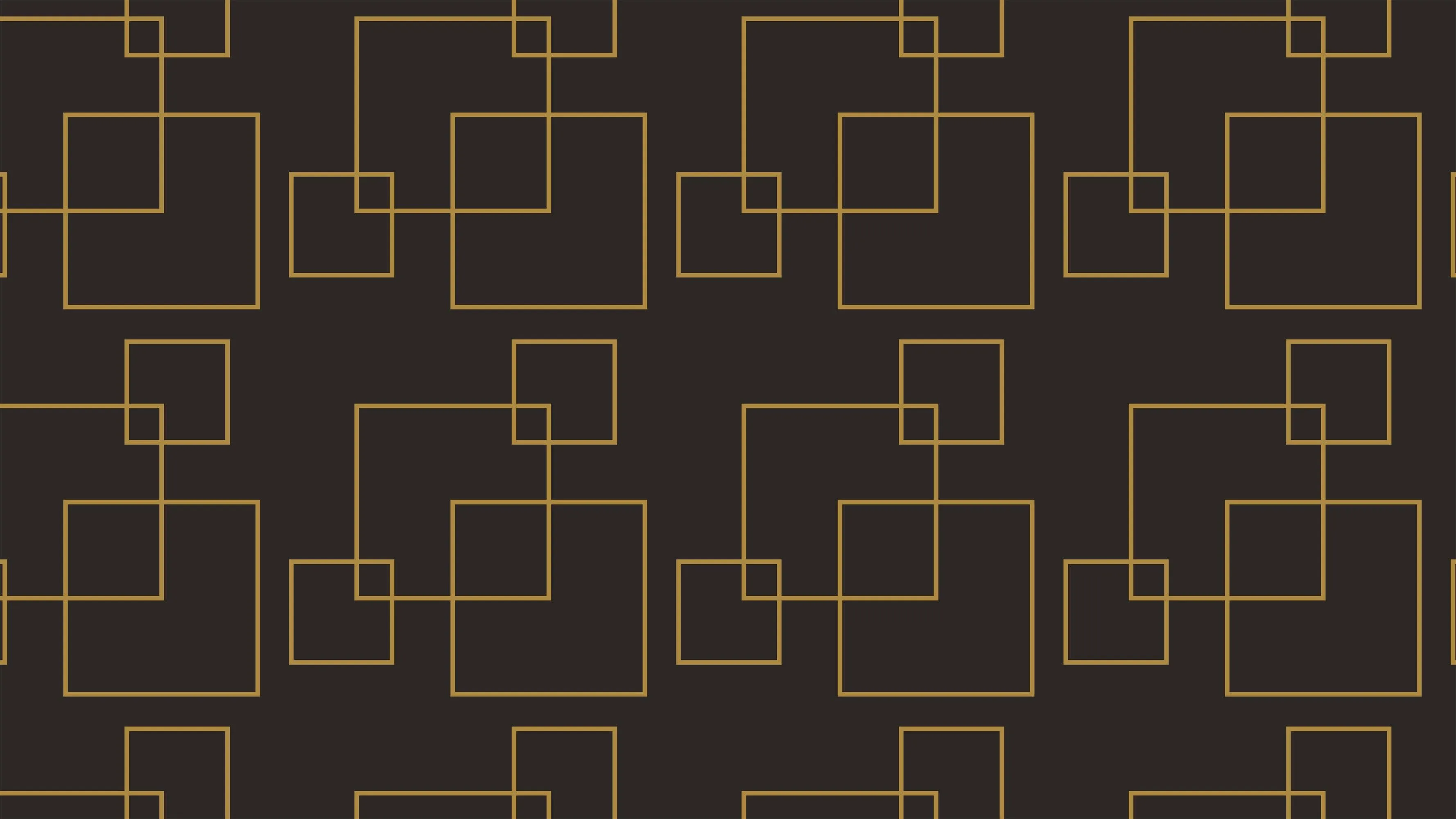 Dark Brown and Gold Square Geometric Pattern Peel and Stick Wallpaper | Removable Wall Mural #6215