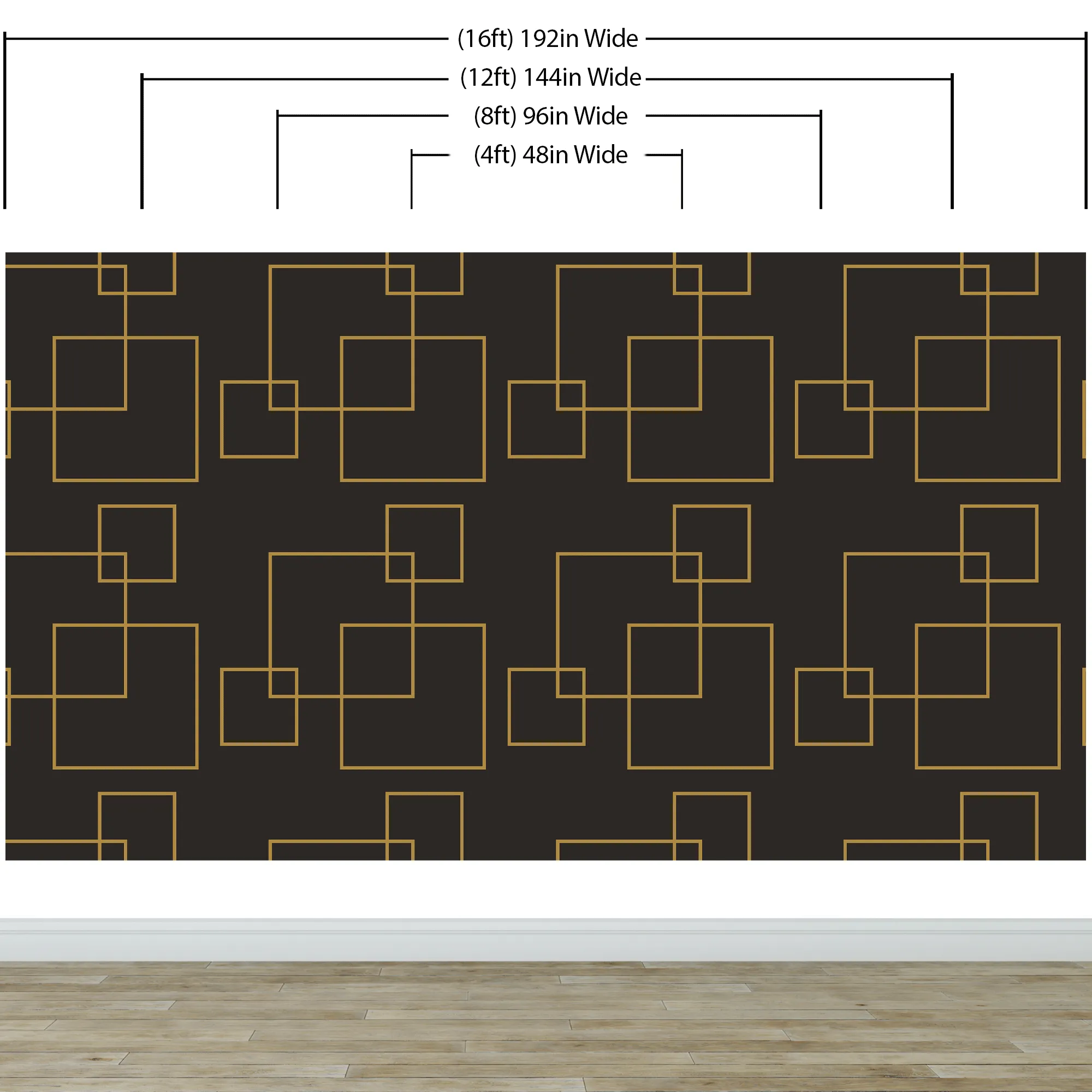 Dark Brown and Gold Square Geometric Pattern Peel and Stick Wallpaper | Removable Wall Mural #6215