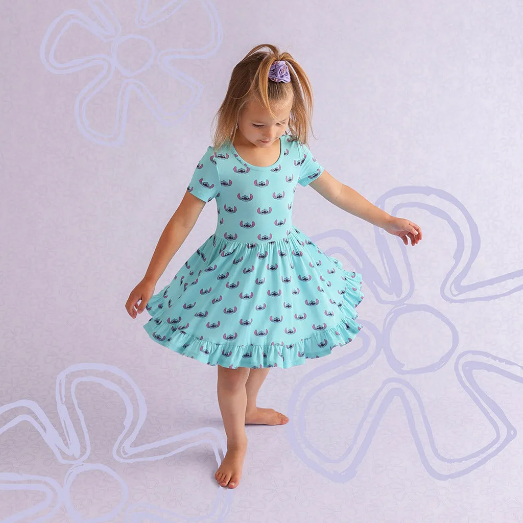 Disney Stitch Short Sleeve Ruffled Twirl Dress