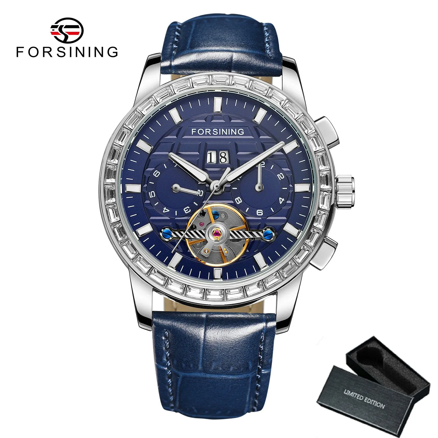 Forsining Luxury Tourbillon Skeleton Automatic Mechanical Mens Watch TM 410G