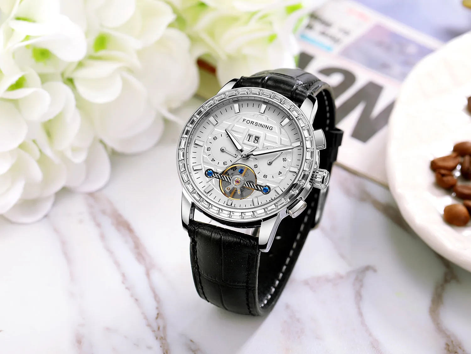 Forsining Luxury Tourbillon Skeleton Automatic Mechanical Mens Watch TM 410G