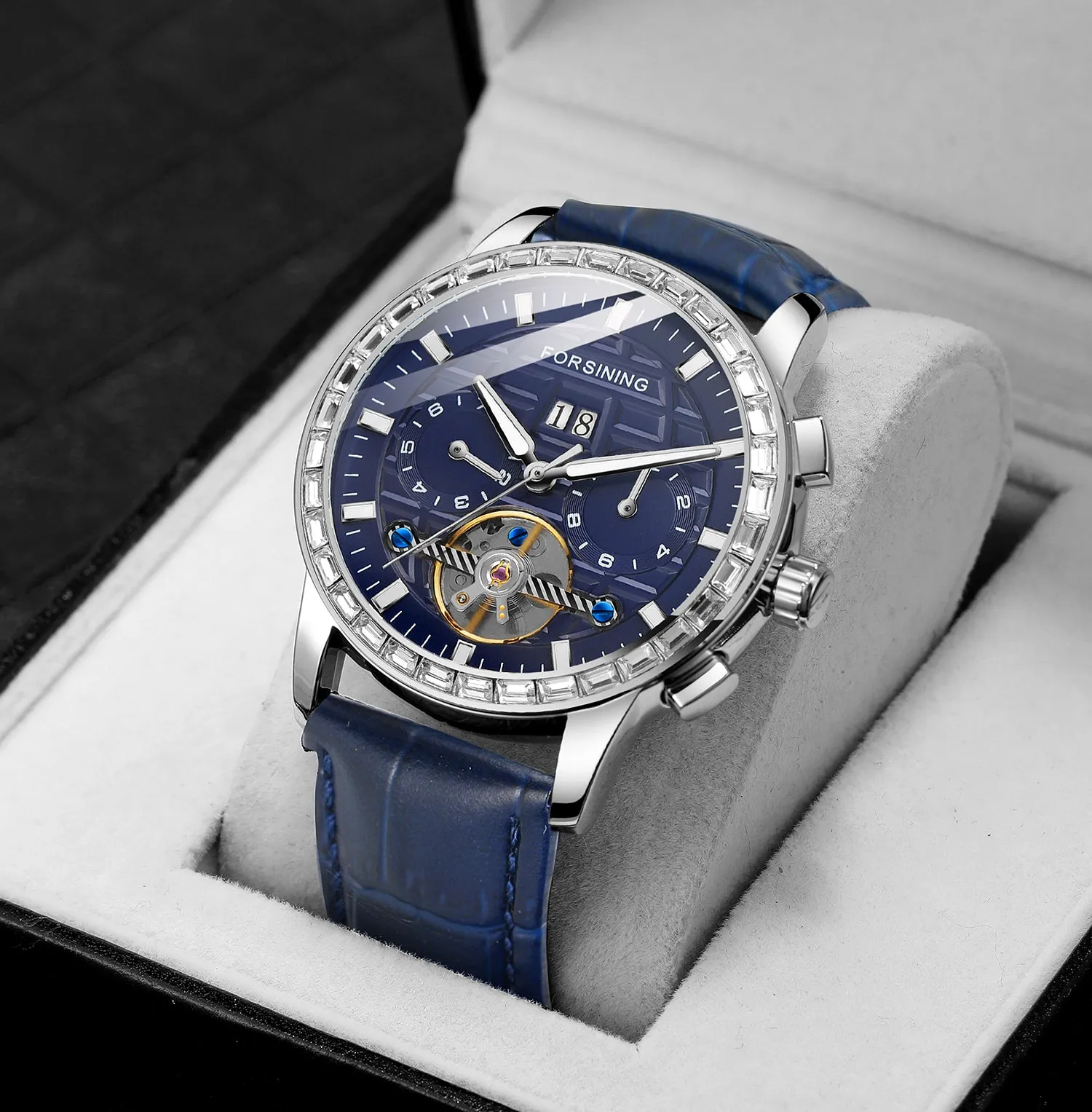 Forsining Luxury Tourbillon Skeleton Automatic Mechanical Mens Watch TM 410G