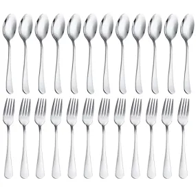 GARVEE 24Pcs Tableware Forks and Spoons Silverware Set, Food Grade Stainless Steel Flatware Cutlery Set for Home,Kitchen and Restaurant, Mirror Polished, Dishwasher Safe