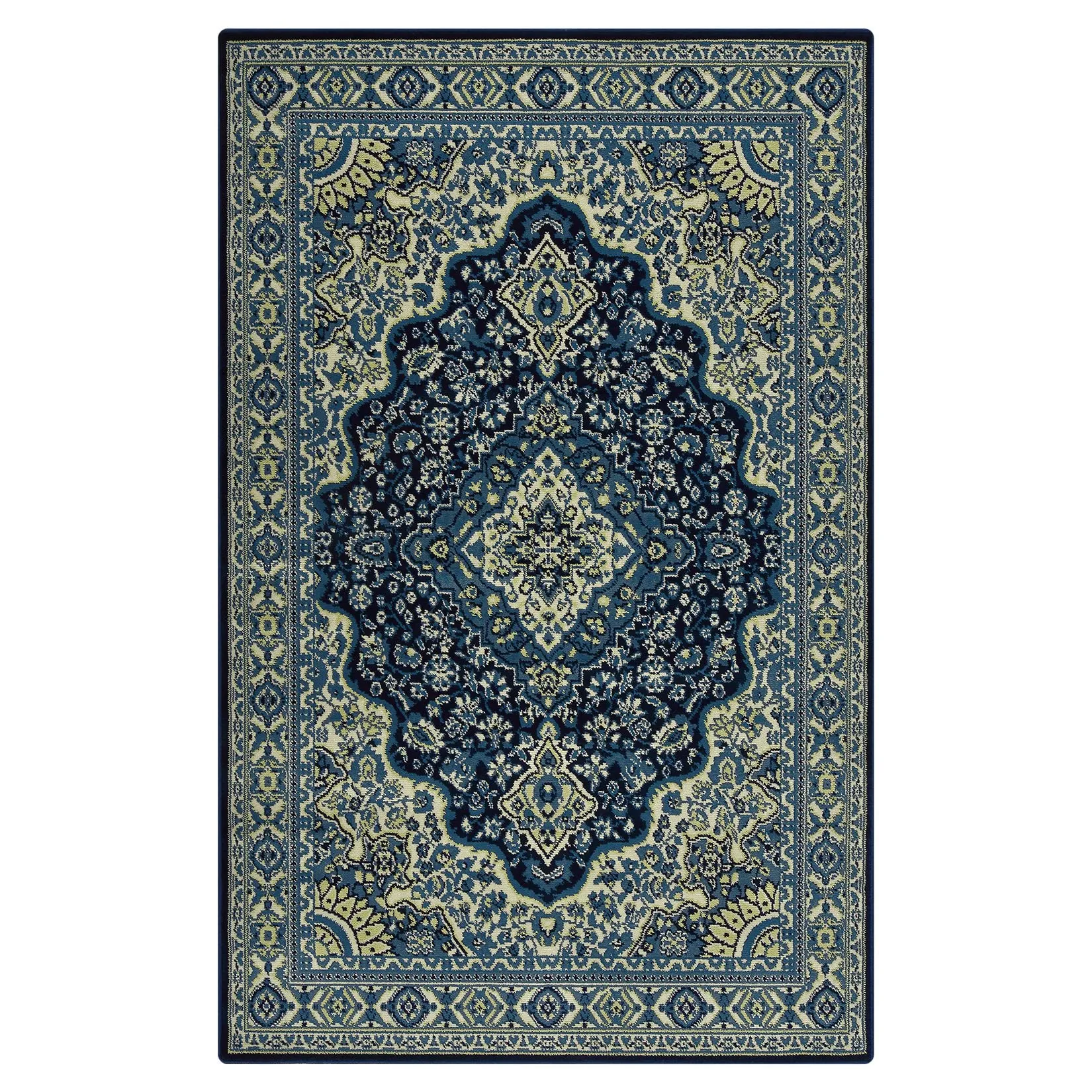 GARVEE 8x10 Area Rug Vintage Rug Boho Rug Indoor Living Room Bedroom Large Area Rug Medallion Collection Area Rug Non-Shedding Oriental Traditional Area Rug, Blue