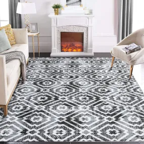 GARVEE Area Rugs 3x5 for Living Room Washable Non Slip Printed Rug Bedroom Kitchen Dining Room Carpet Mat, Grey