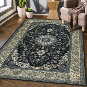 GARVEE Boho Rug Vintage Area Rugs Indoor Oriental Traditional Area Rug 11x15 Rug for Living Room Bedroom Dining Room Medallion Collection Non-Shedding Non Slip,Grey/Yellow