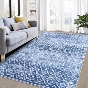 GARVEE Large Area Rug 8x10 Rugs for Living Room Colourful Printed Rug Washable Rug Bobemian Low Pile Modern Rug Boho Throw Rugs Non Slip Area Rugs Bedroom Rug Home Office 8'x10' Blue