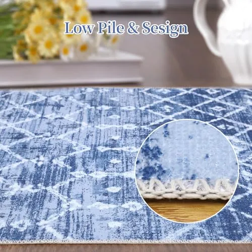 GARVEE Large Area Rug 8x10 Rugs for Living Room Colourful Printed Rug Washable Rug Bobemian Low Pile Modern Rug Boho Throw Rugs Non Slip Area Rugs Bedroom Rug Home Office 8'x10' Blue