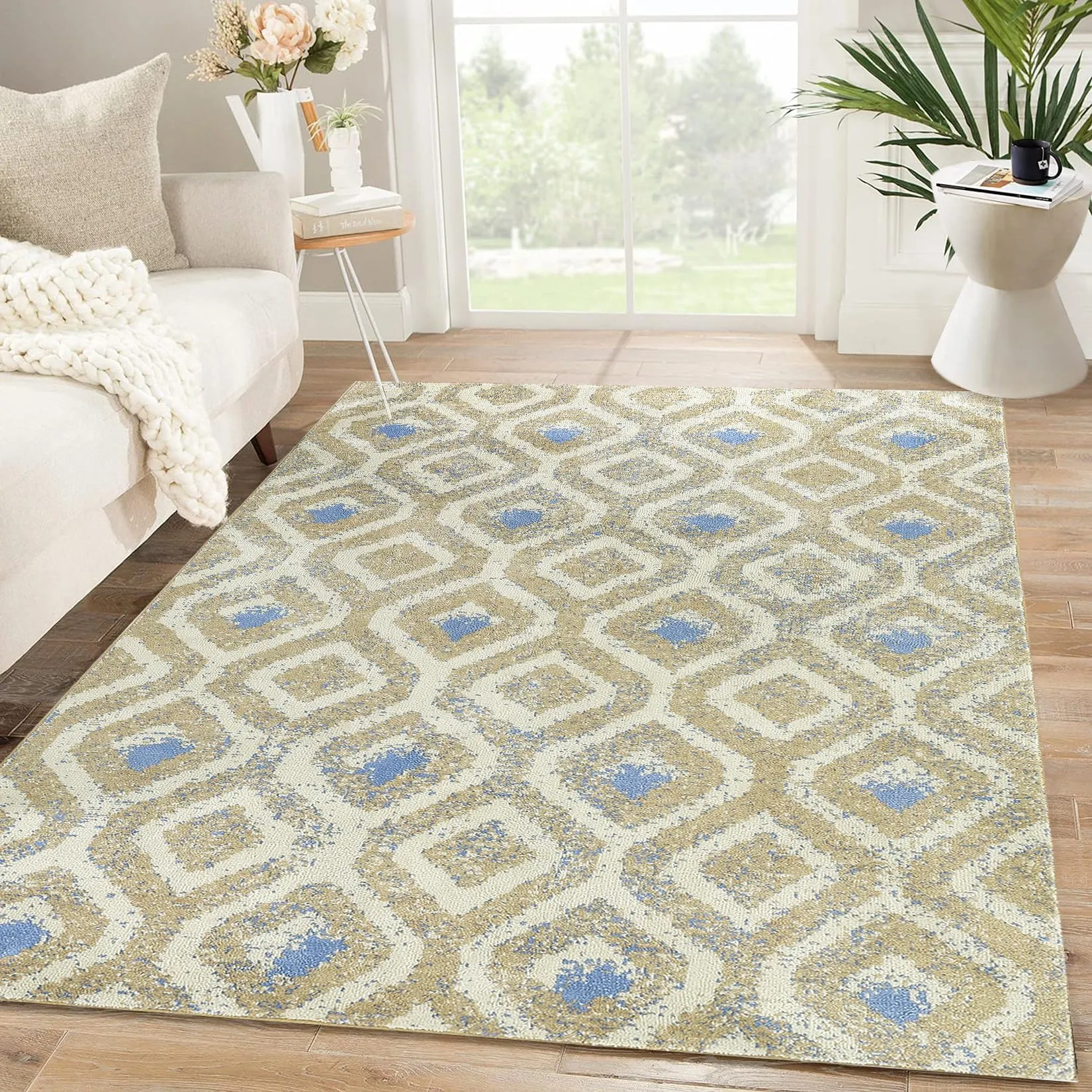 GARVEE Large Living Room Area Rug 10x13 Non-Shedding Boho Area Rug Non-Slip Indoor Floor Carpet Contemporary Area Rug Modern Geometric Area Rug for Bedroom Nursery Home Office, Taupe