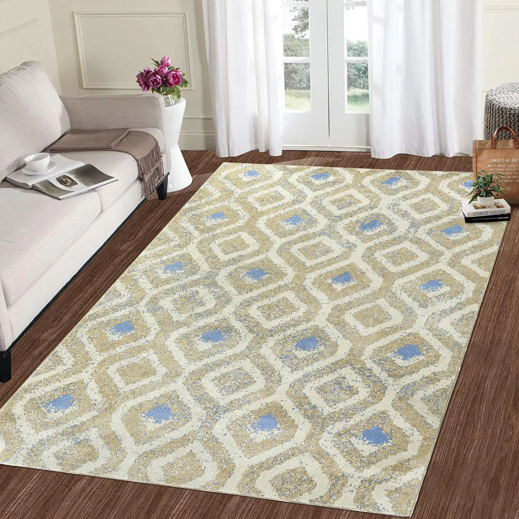 GARVEE Large Living Room Area Rug 10x13 Non-Shedding Boho Area Rug Non-Slip Indoor Floor Carpet Contemporary Area Rug Modern Geometric Area Rug for Bedroom Nursery Home Office, Taupe