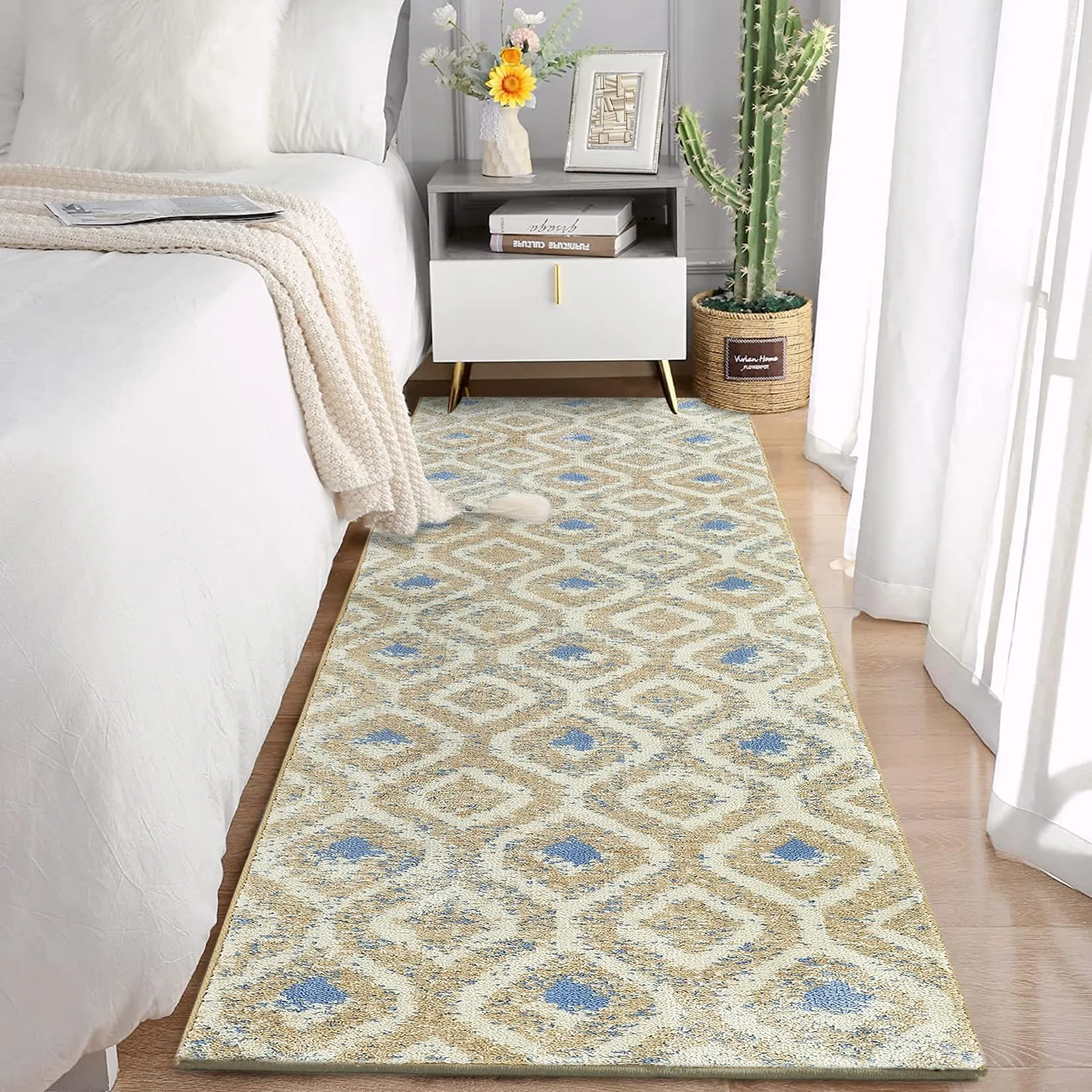 GARVEE Long Hallway Runner Rug 2x8 Kitchen Runner Rug Modern Abstract Area Rug Boho Area Rug Non-Shedding Geometric Area Rug Contemporary Area Rug for Living Room Bedroom Nursery Home Office, Taupe