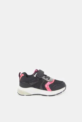 Girls Black Velcro Strap Trainer