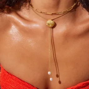 Golden Shell Bolo Tie Necklace