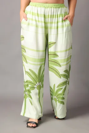 Green Palm Leaf Rayon Palazzo