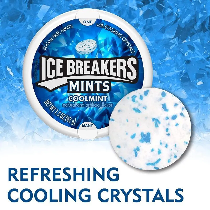 Ice Breakers Sugar Free Mints, Cool Mint 8 ct each - 24 Pack ( 192 ct )