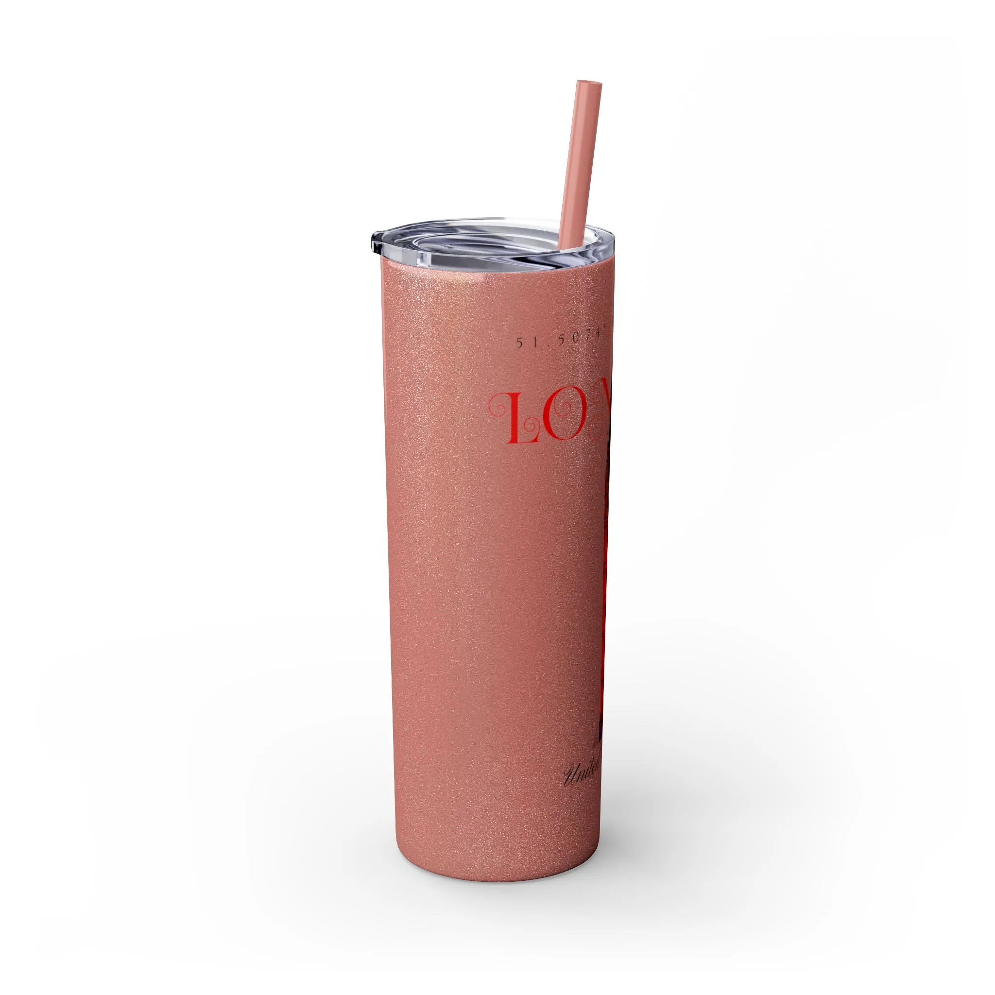 London Glitter Skinny Tumbler with Straw, 20oz  - EmpressKorea