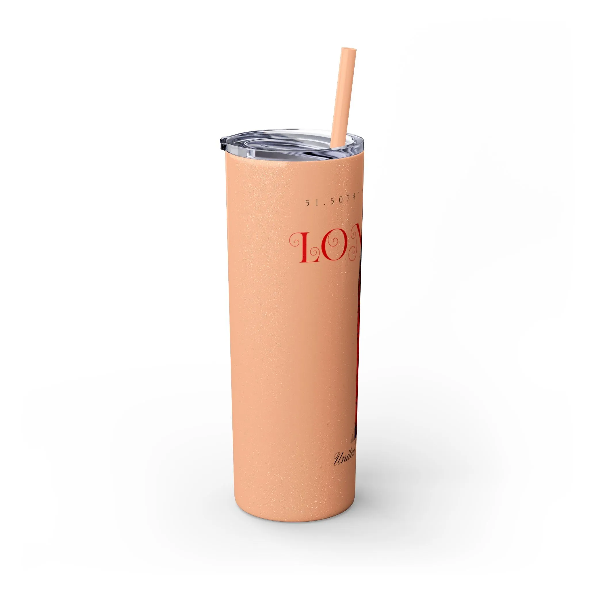 London Glitter Skinny Tumbler with Straw, 20oz  - EmpressKorea