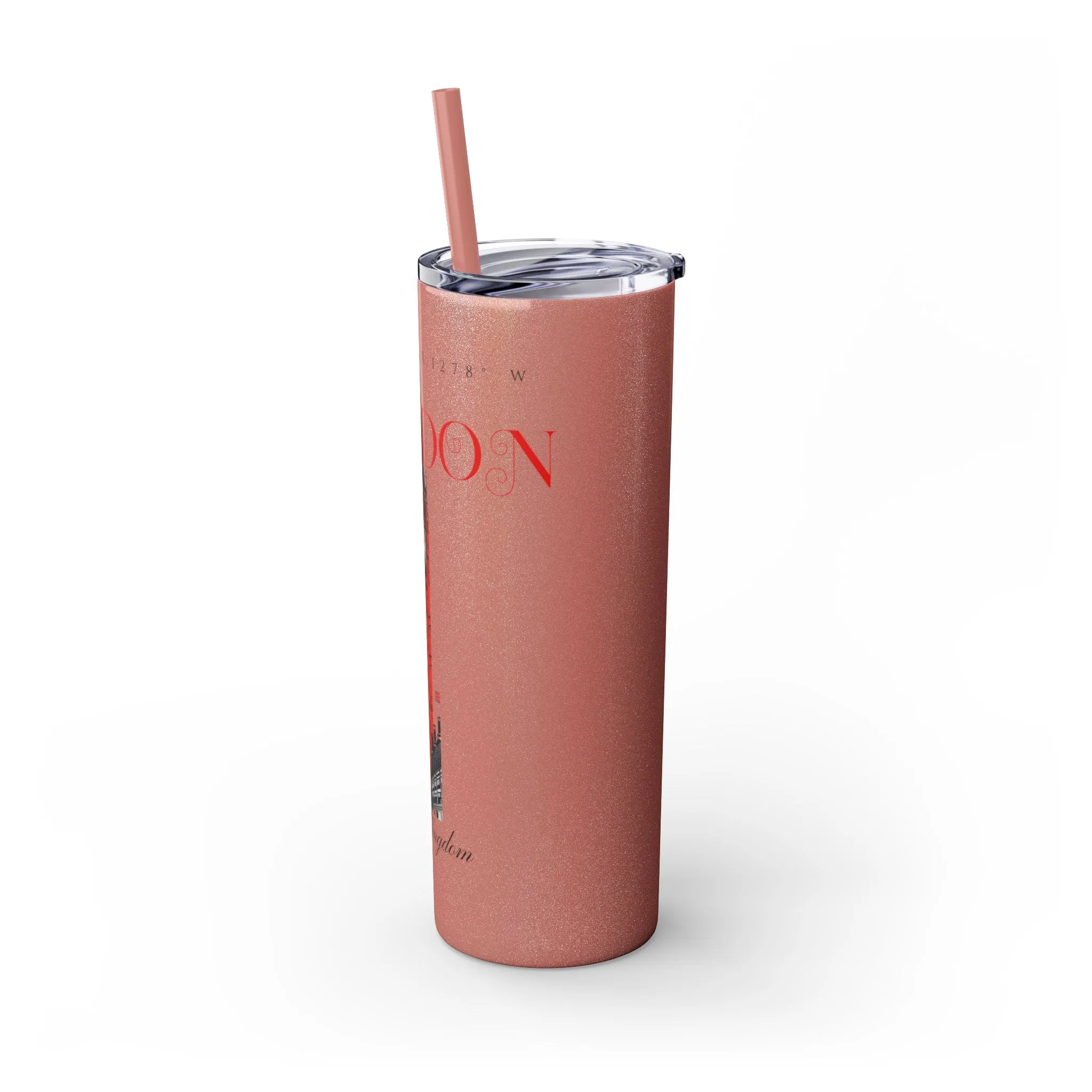 London Glitter Skinny Tumbler with Straw, 20oz  - EmpressKorea