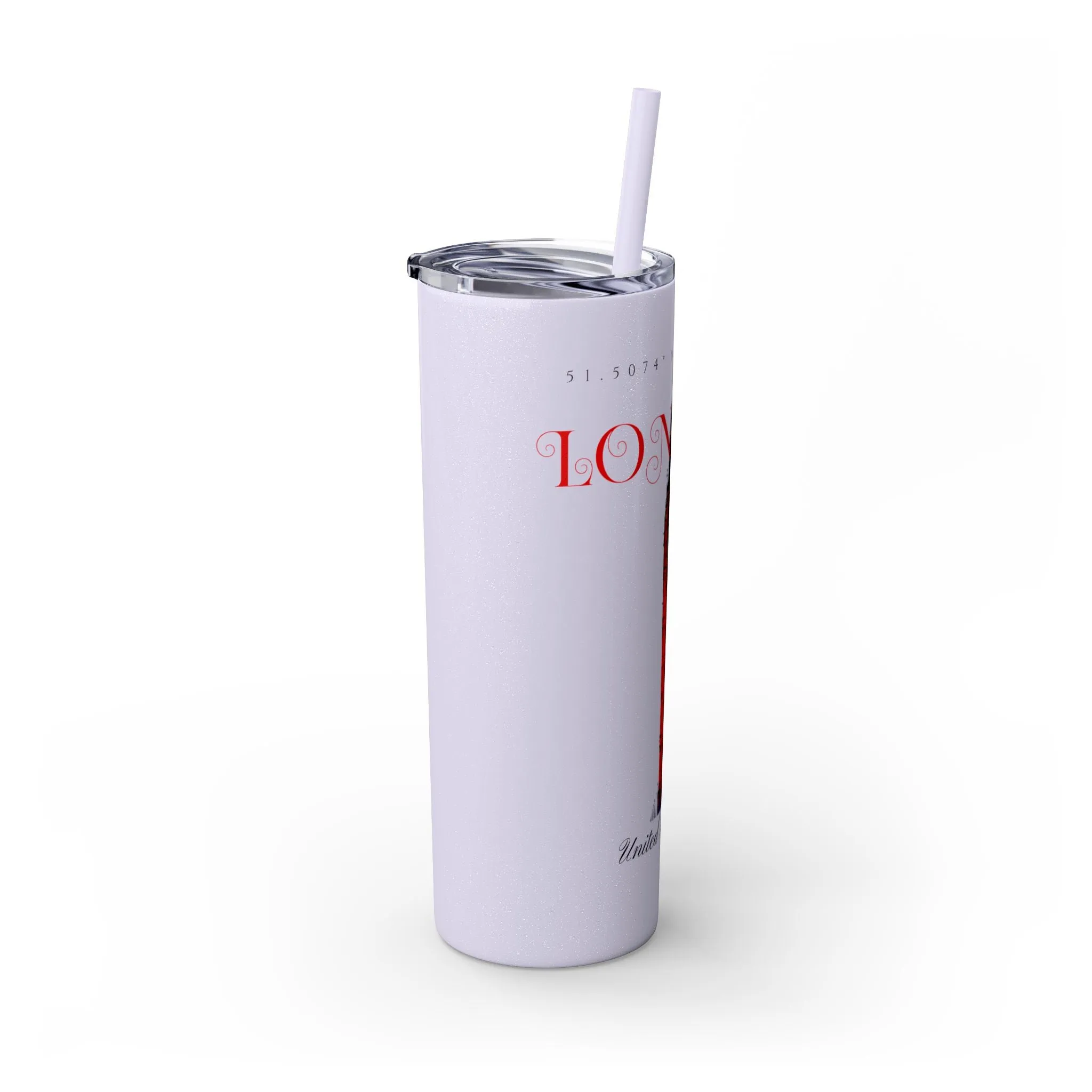 London Glitter Skinny Tumbler with Straw, 20oz  - EmpressKorea