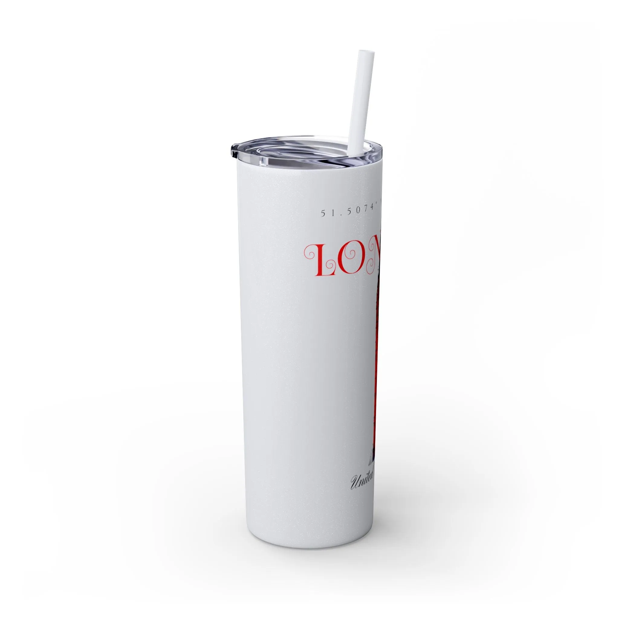 London Glitter Skinny Tumbler with Straw, 20oz  - EmpressKorea