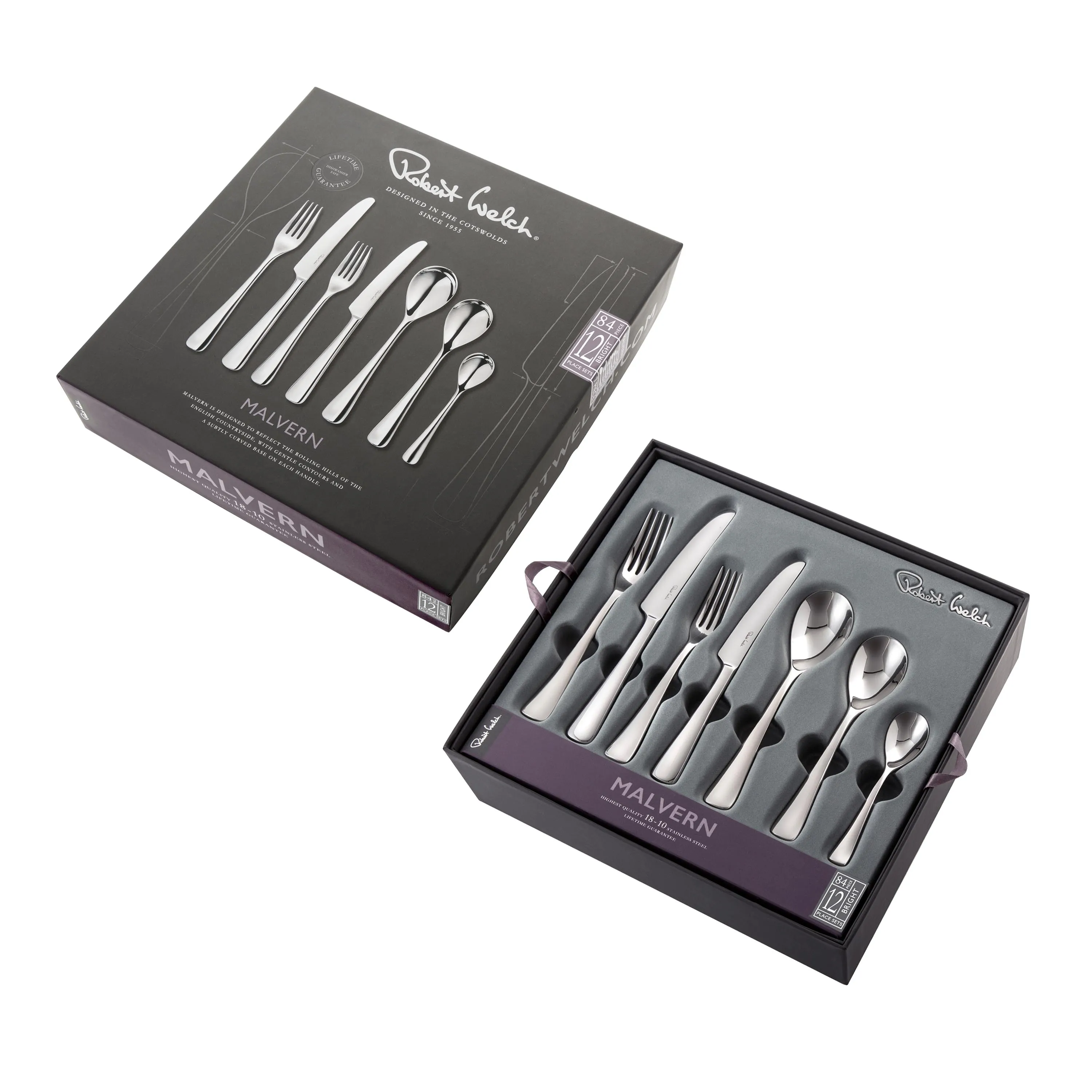 Malvern Bright Cutlery Set, 84 Piece for 12 People