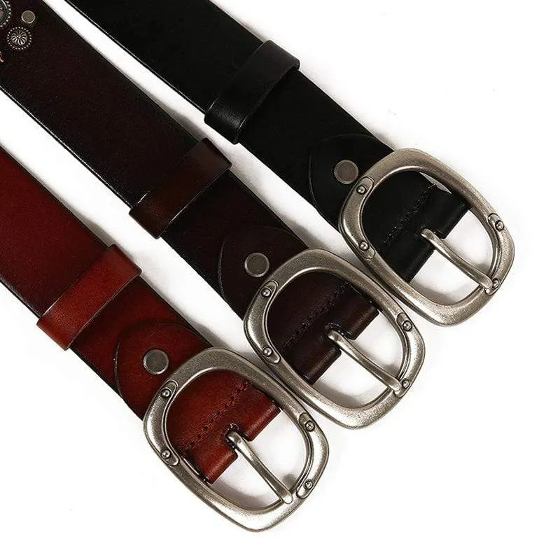 Men's Gothic Belts With  Rivets of Skulls And Bees