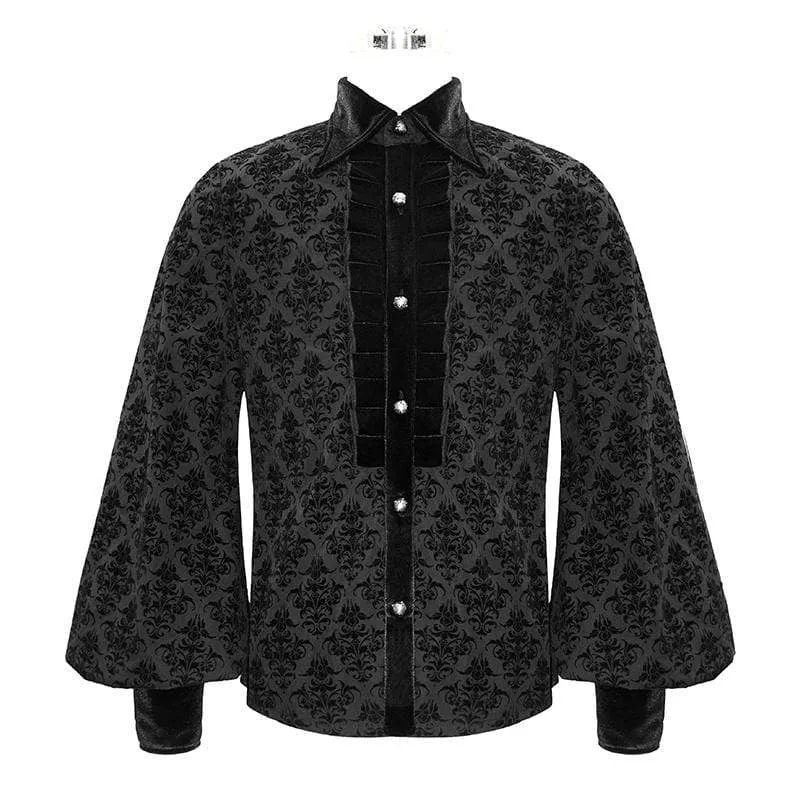 Men's Gothic Velet Ruffles Jacquard Shirts