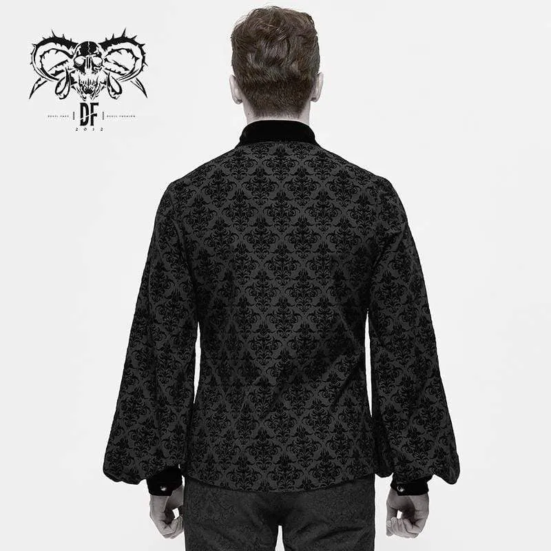 Men's Gothic Velet Ruffles Jacquard Shirts