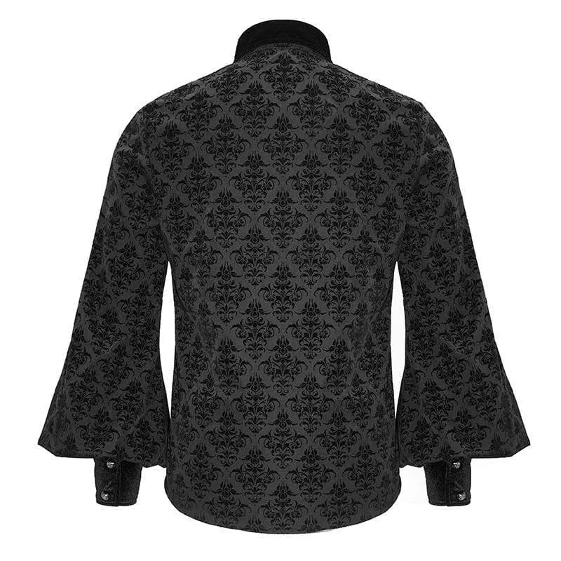 Men's Gothic Velet Ruffles Jacquard Shirts