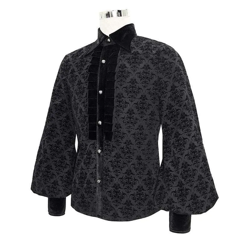 Men's Gothic Velet Ruffles Jacquard Shirts