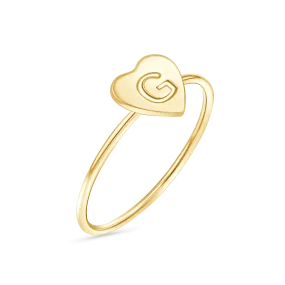 Moyen Initial Heart Ring