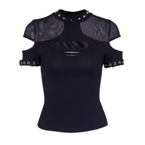 'No Never' Black Alternative Goth Rivet Top