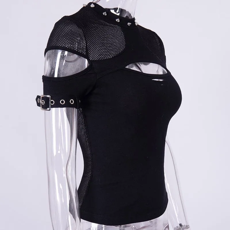 'No Never' Black Alternative Goth Rivet Top