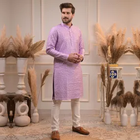 Peppy Lavendar Mirror Work Kurta