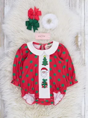 Red & Green Embroidered Christmas Ruffle Bubble