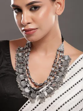 Rubans Silver-Plated Artificial Beads Beaded Layered Mirror Necklace