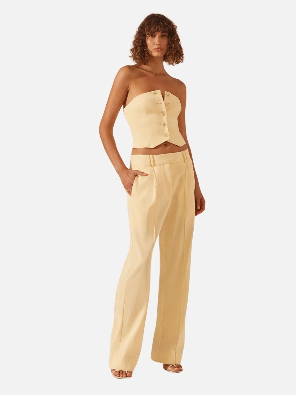 Sara Low Rise Slouch Pant - Lemon