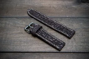 Shark leather watch strap, Dark brown (2) matte